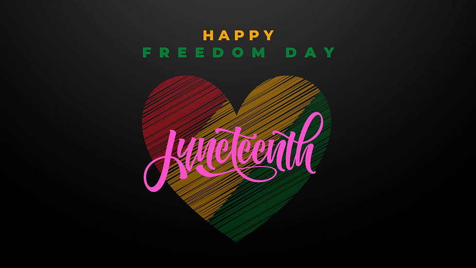 juneteenth with heart in red, yellow, and green