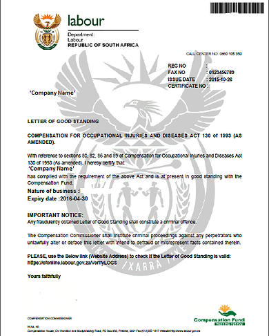 COIDASSIST Letter of Goodstanding COIDASSIST Letter of Goodstanding