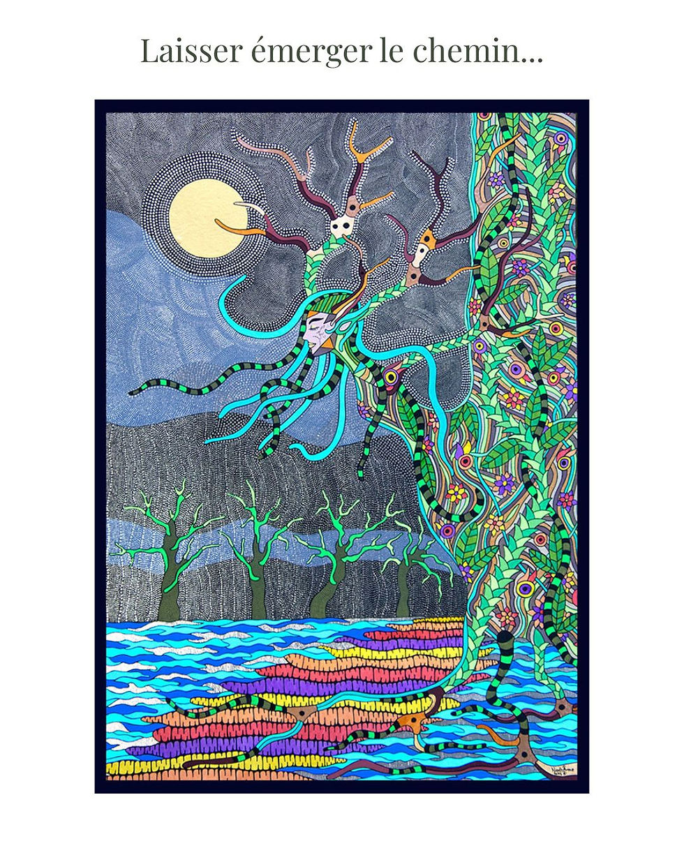 La Voie Elfique - Œuvre originale disponible à la vente. "J'avance sur mon chemin intérieur et je vis pleinement ma transformation."