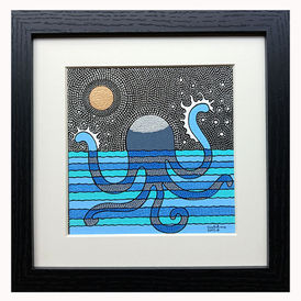 Peinture zen, spirituelle, symbolique et méditative. Pointillisme. Animal totem. Monde imaginaire. Océan. 