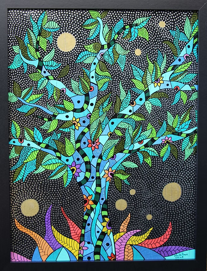 L'Âme Végétale - Œuvre originale disponible à la vente.                                                                                                     "Mon âme n’est jamais immobile. Elle ondule, elle serpente, elle s’ouvre comme une fleur cosmique."