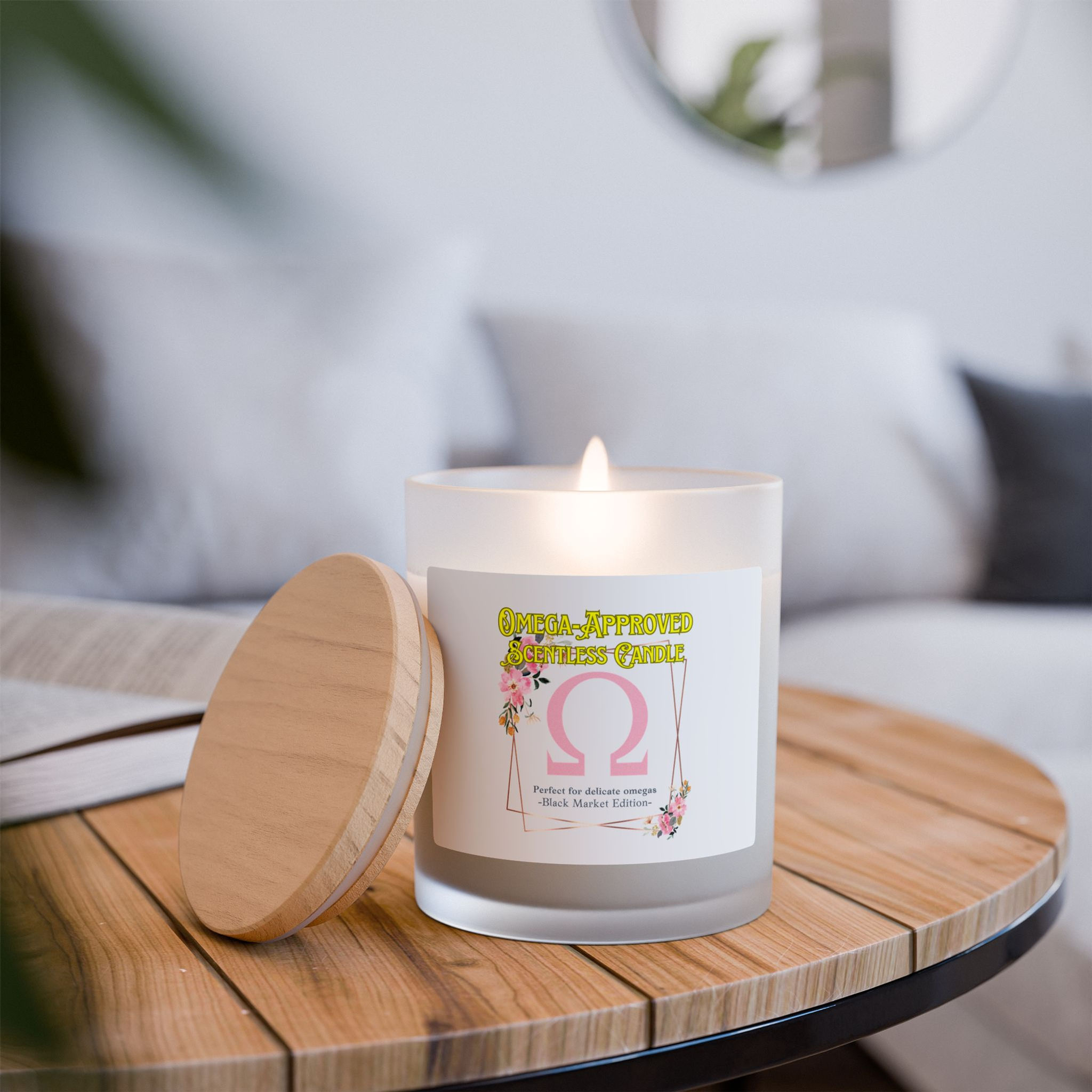 Fragrance Free "Omega Approved" Frosted Glass Candle 