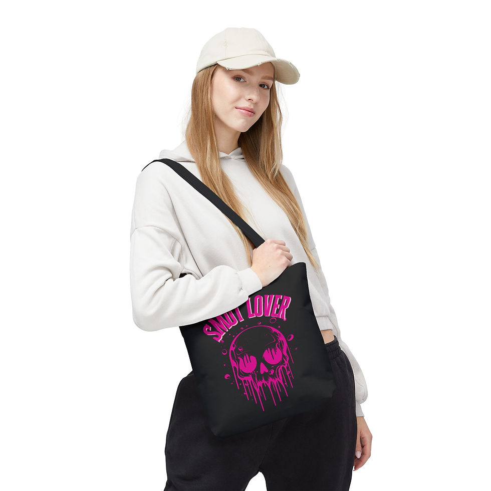 Thumbnail: Smut Lover Skull Tote Bag | Printed on front and back