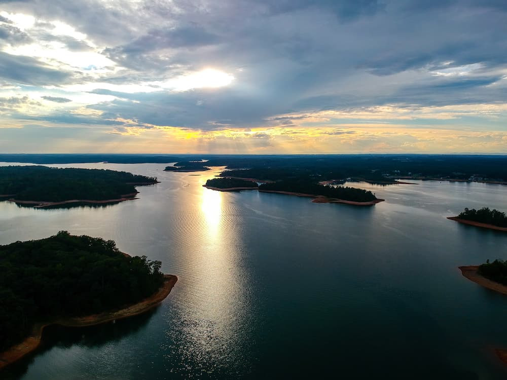 view of lake hartwell from the shore