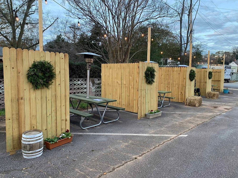 Outdoor tables at Pendleton Brewery