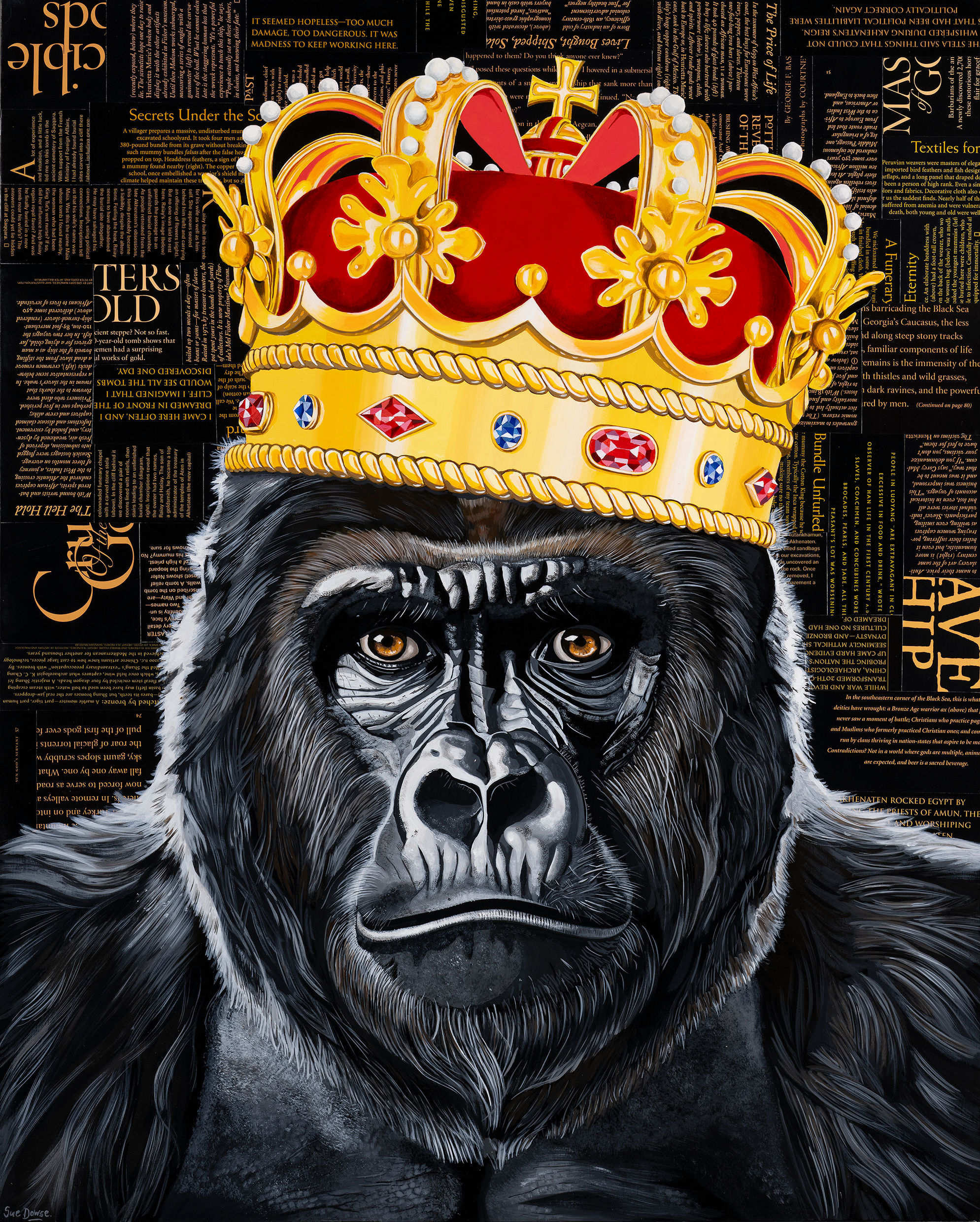Gorilla King - Original Collage (61w x 76h x 2.5d cms)