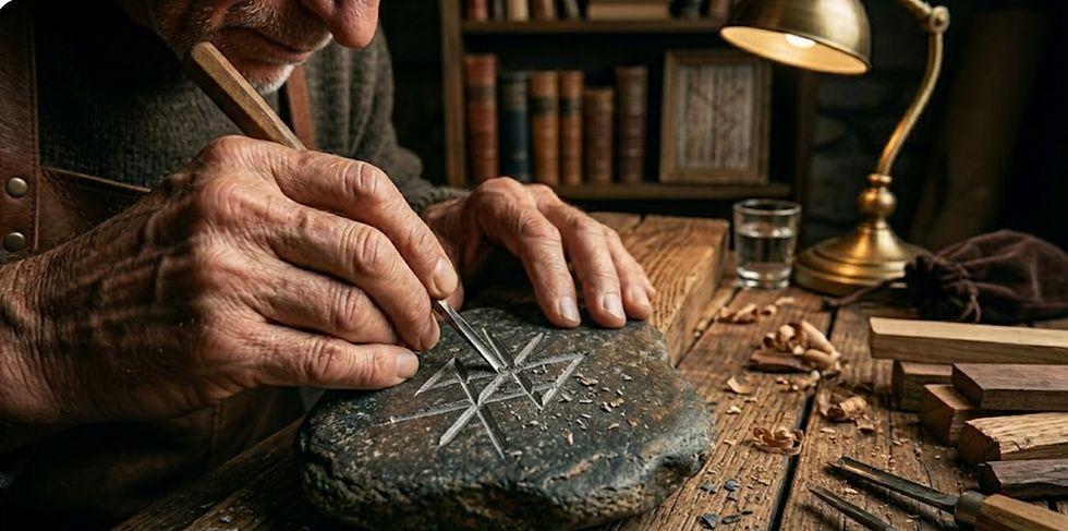 Drawing runes on stone