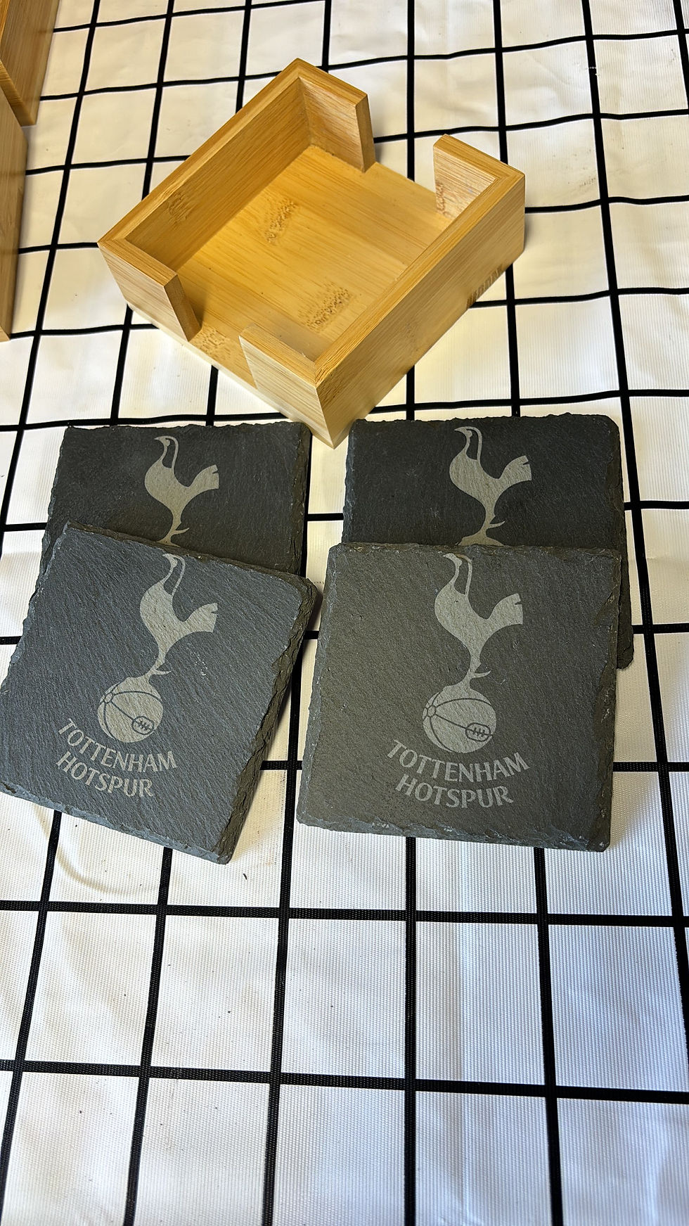 Thumbnail: Tottenham Engraved Slate Coasters set of 4 and holder  