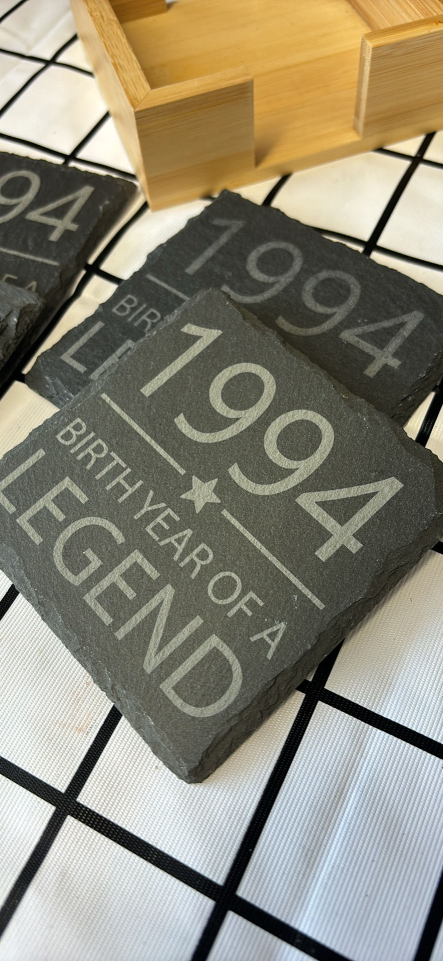 Thumbnail: Birth year of a Legend. Engraved slate coaster  