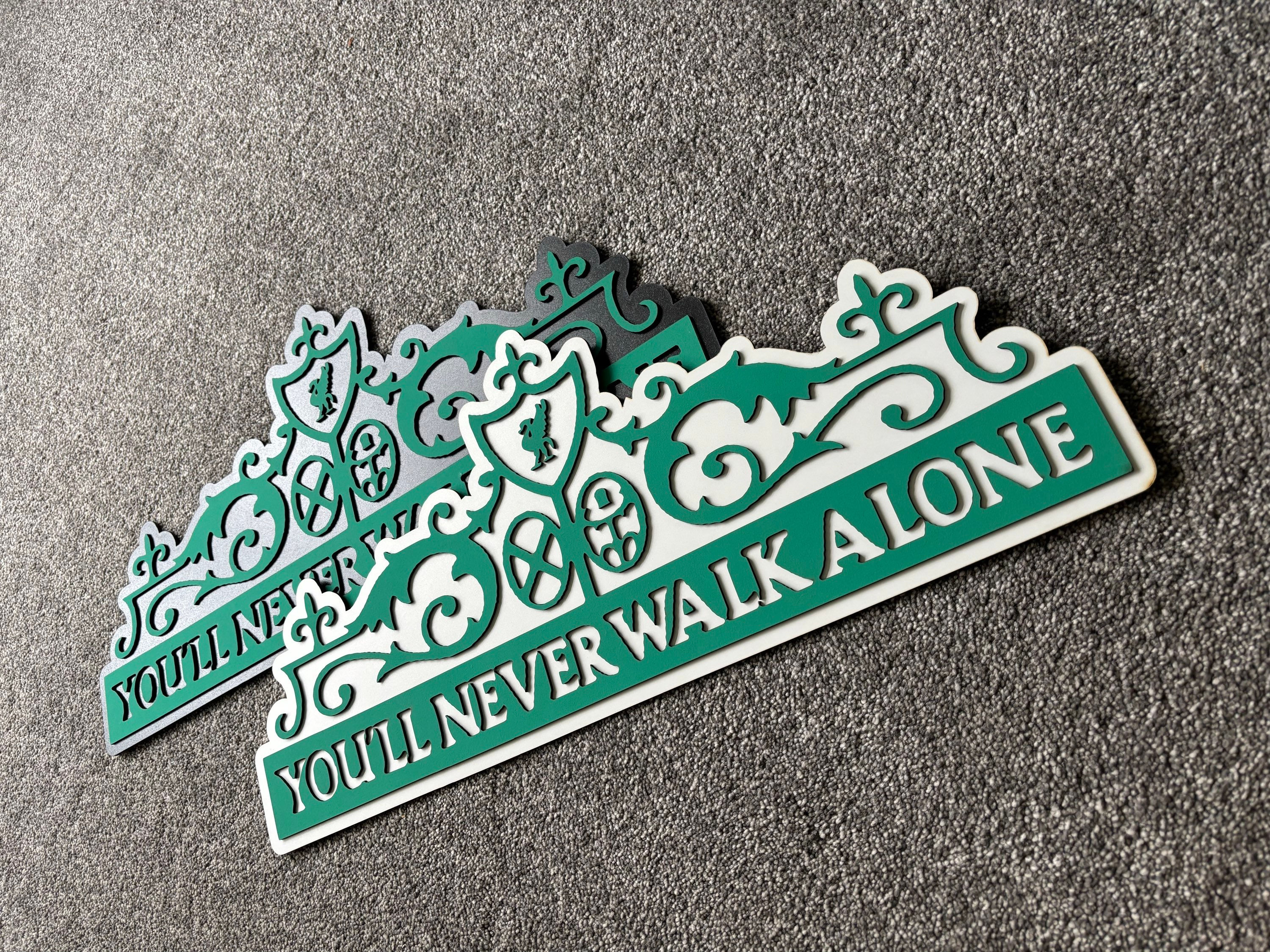 Medium You'll Never Walk Alone Door Sign YNWA white and green 