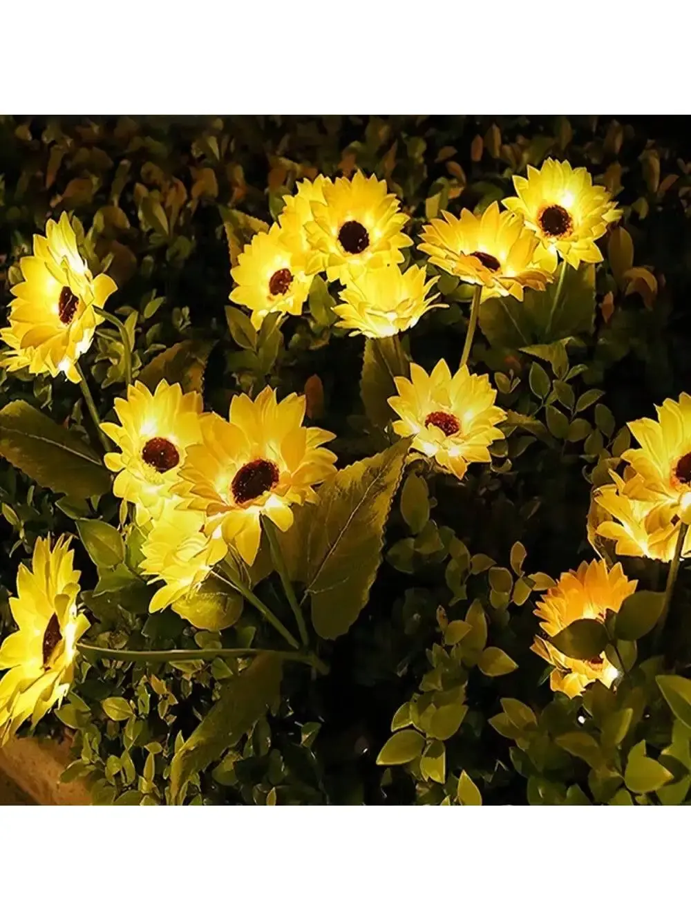 Solar Powered Sunflower Light Outdoor Waterproof LED Ground Insert Lawn Lamp For