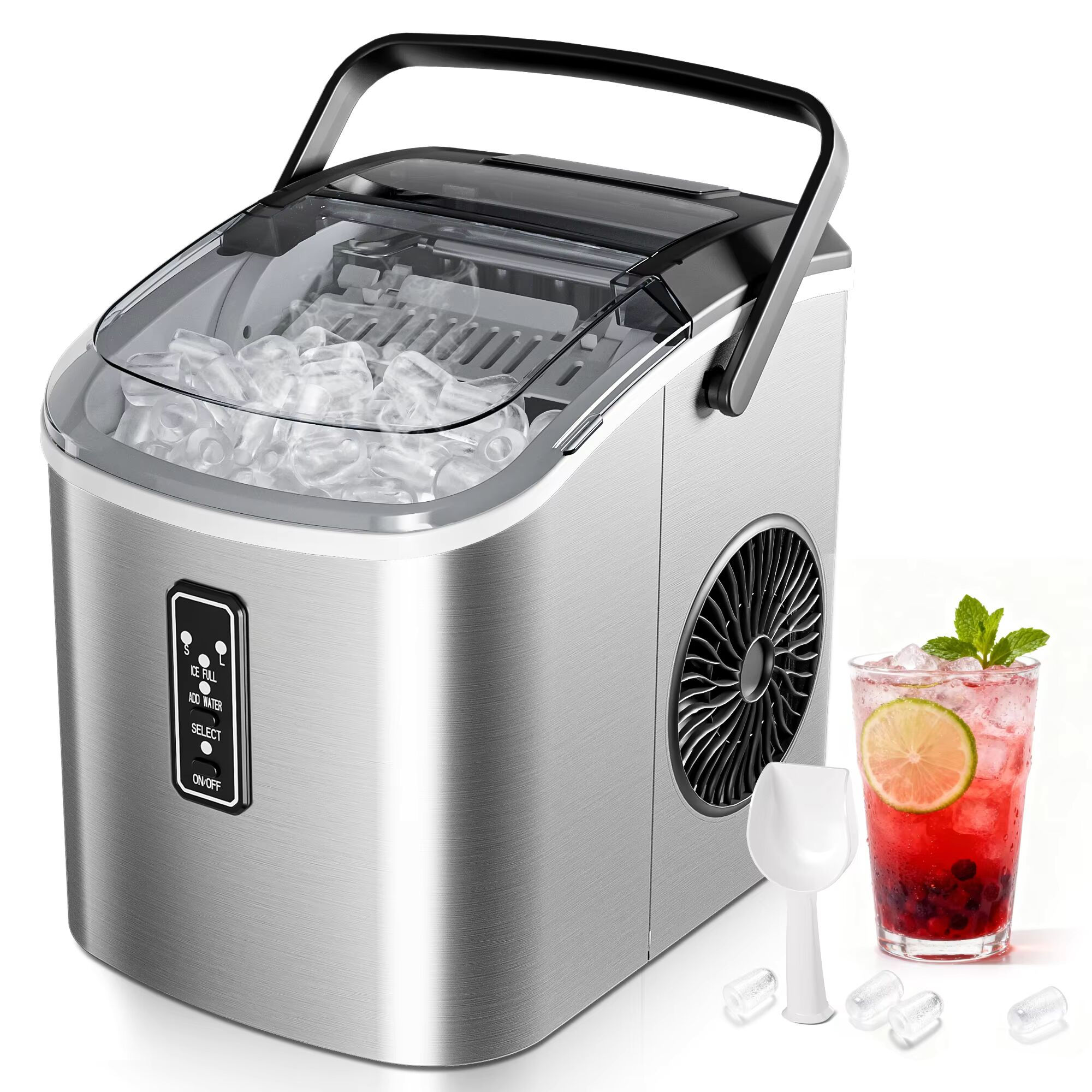 Portable Ice Maker Automatic Household Small Ice Maker 6 Mins/9 Pcs 12kg/24H Sel