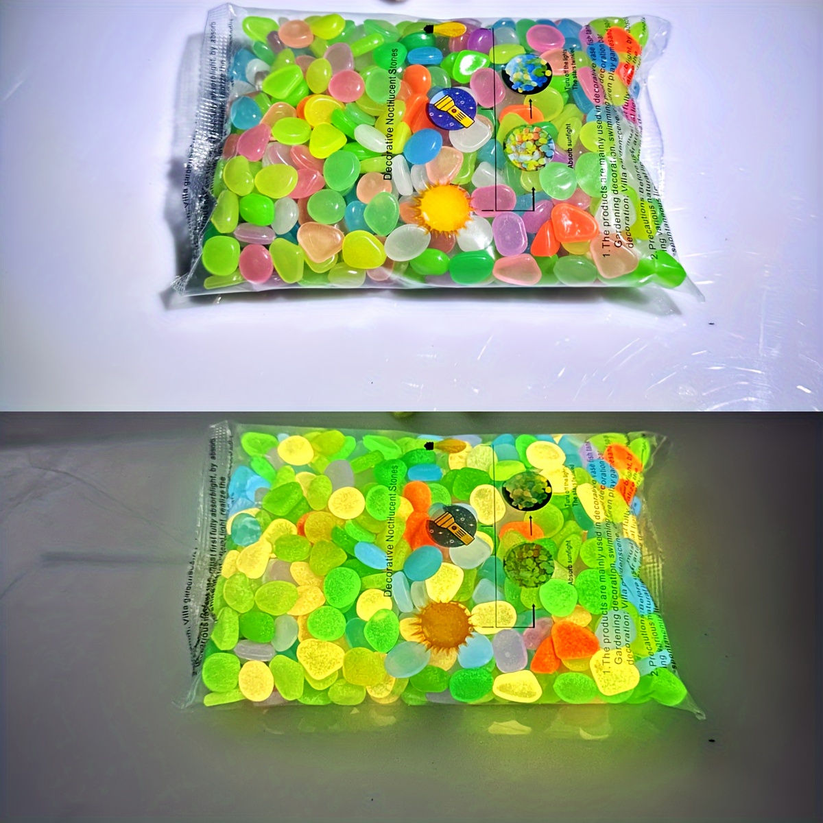 100/500pcs Glow In The Dark Pebbles, Resin Luminous Stones For Landscape, Garden
