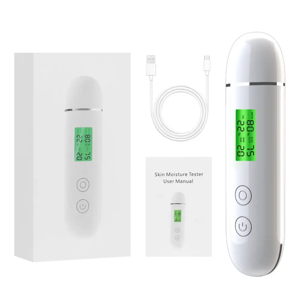 Portable Rechargeable Skin Analyzer Detector LCD Digital Water Oil Moisture Test