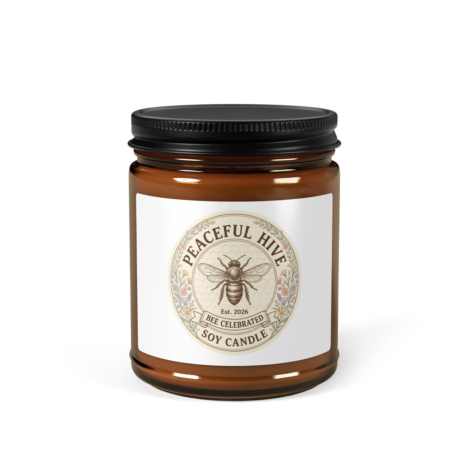 Amber jar soy candle Bee Celebrated 4 White Sage + Lavender