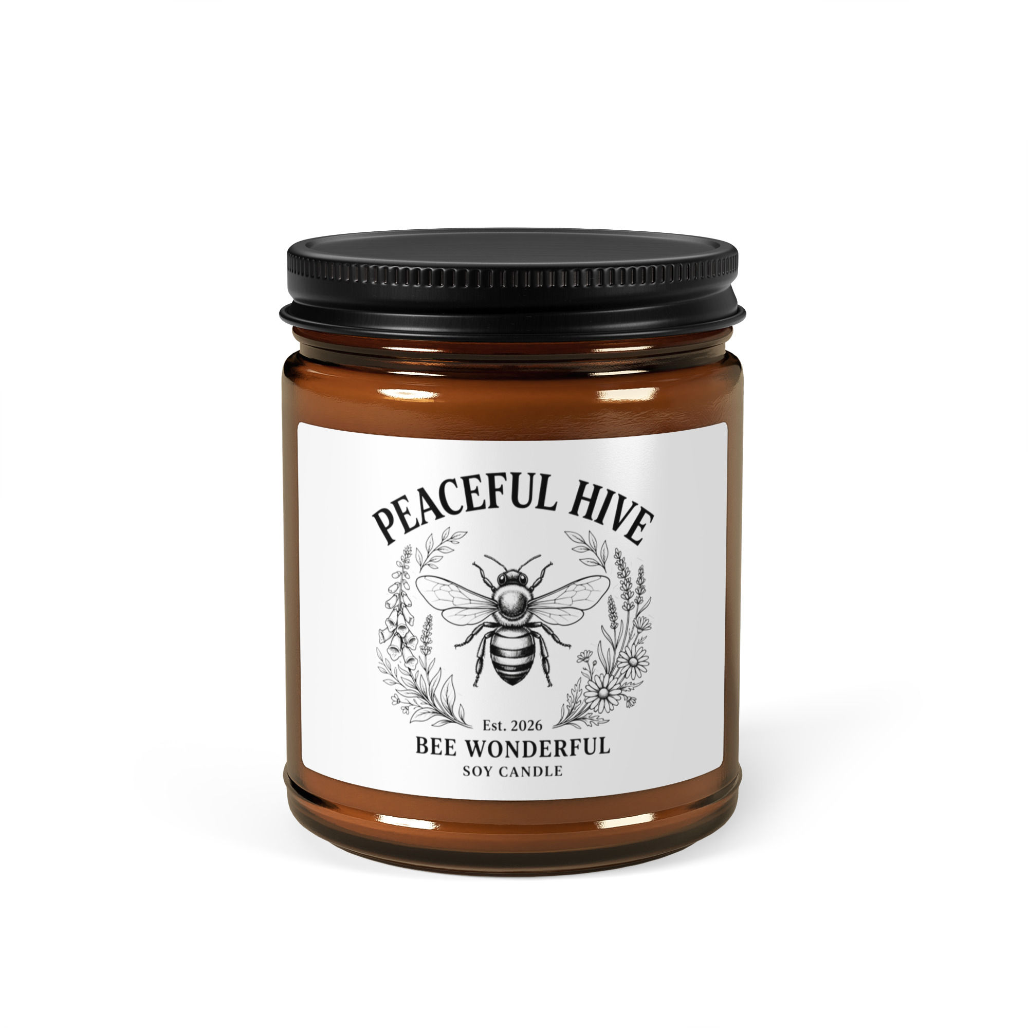 Amber jar soy candle Bee Wonderful Cinnamon Vanilla