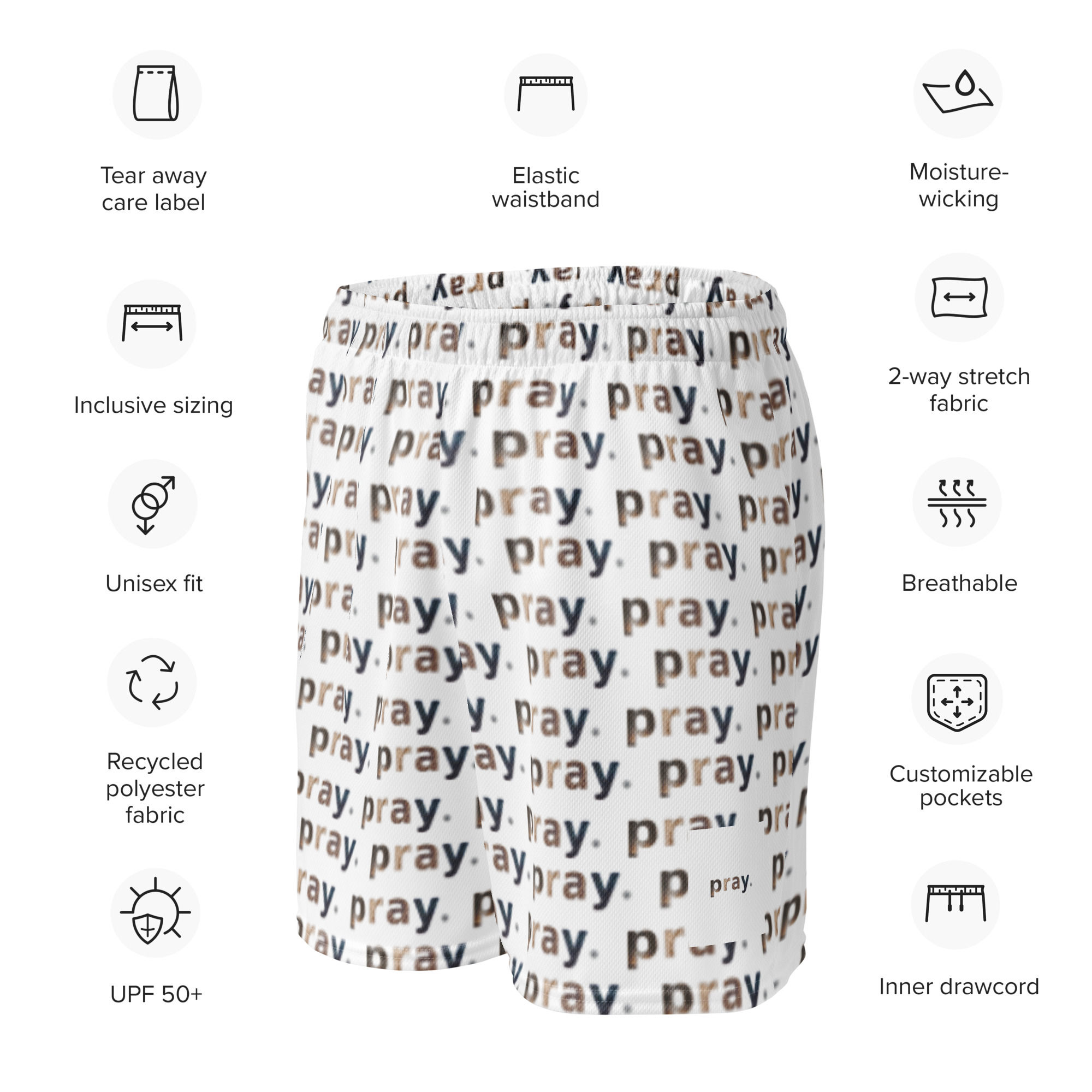 pray. Unisex mesh shorts
