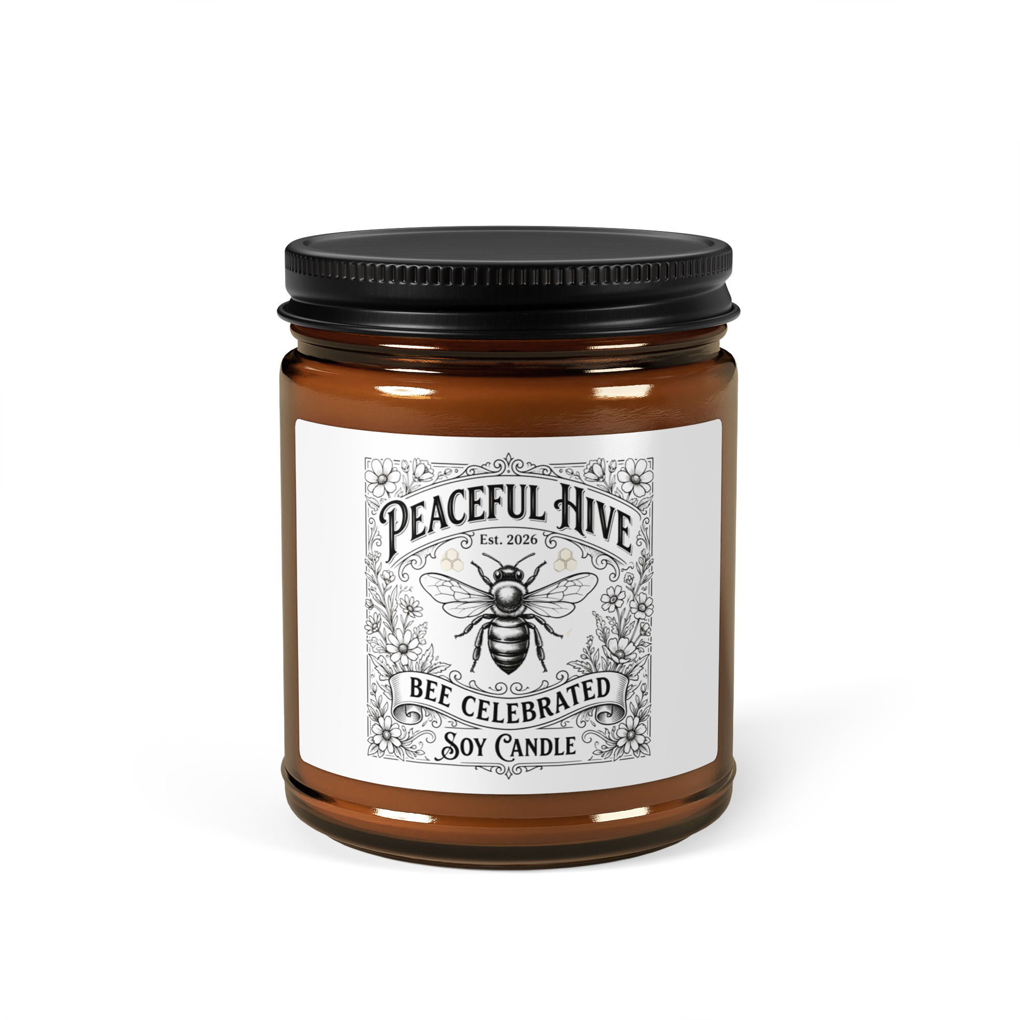Amber jar soy candle Bee Celebrated Cinnamon Vanilla