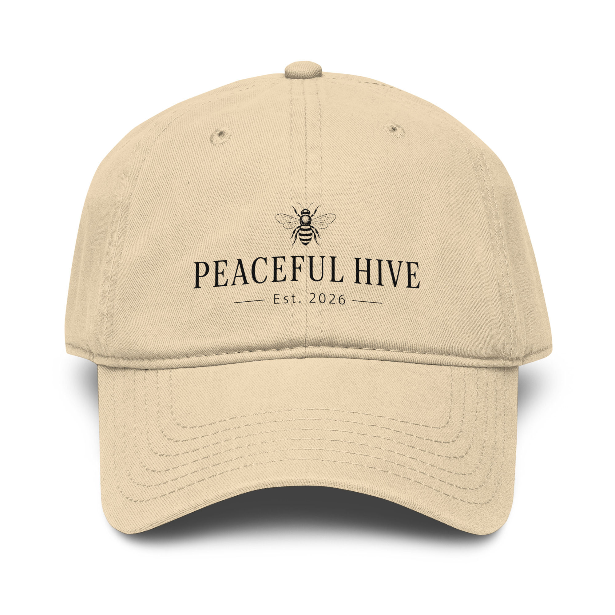 Garment washed baseball cap Peaceful Hive