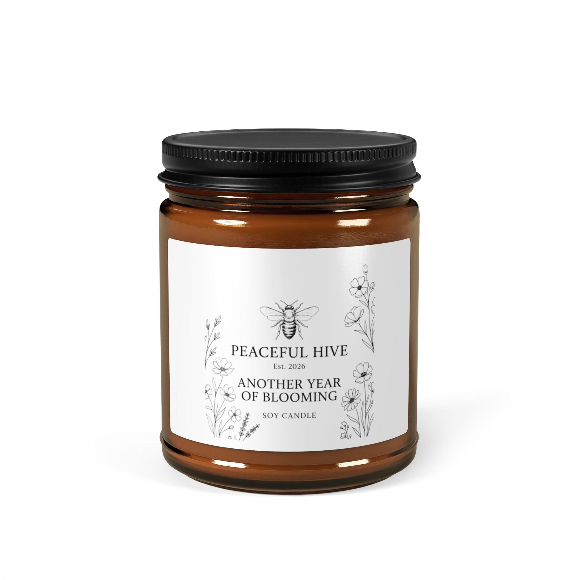 Amber jar soy candle Another Year Blooming 2 White Sage + Lavender