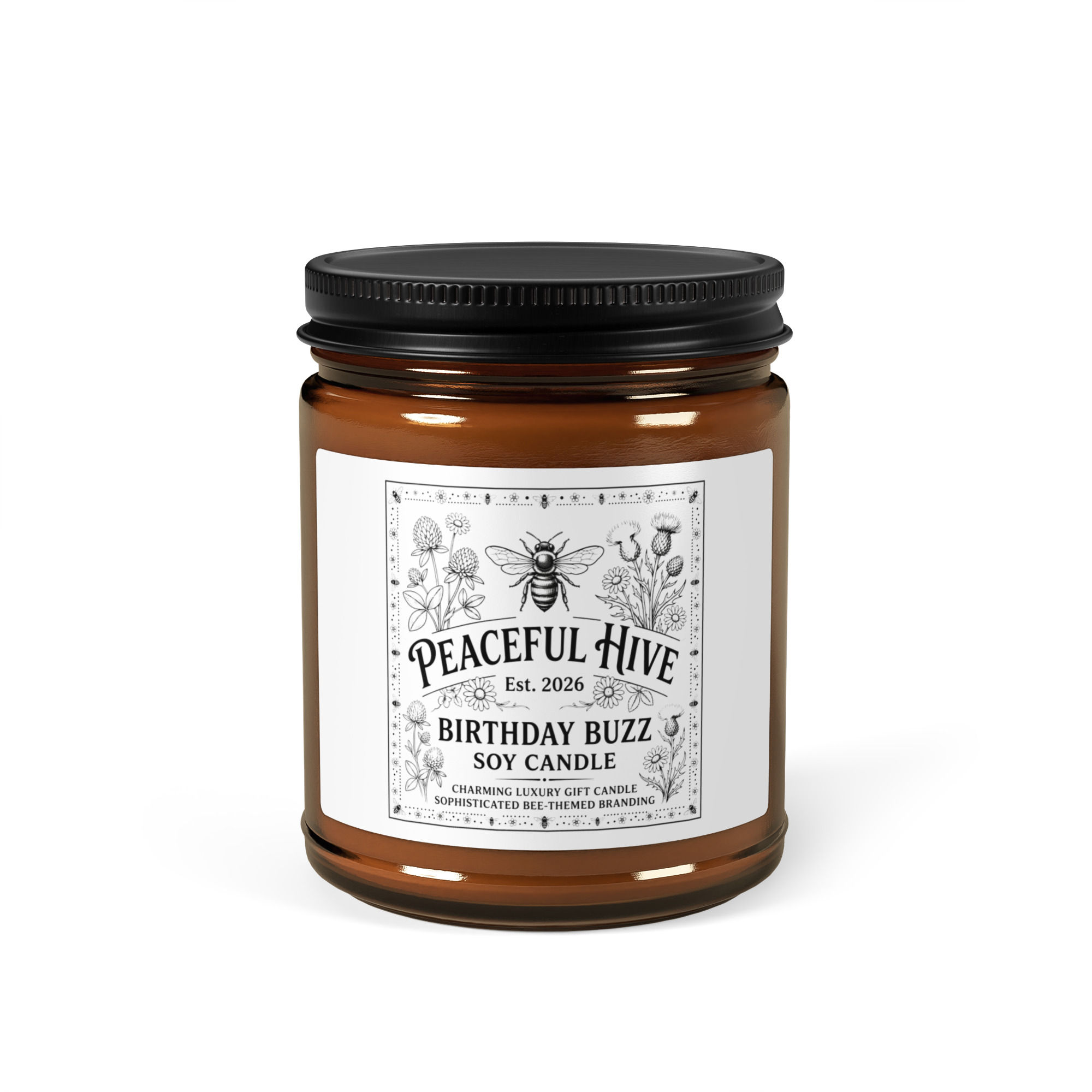 Amber jar soy candle Birthday Buzz White Sage + Lavender