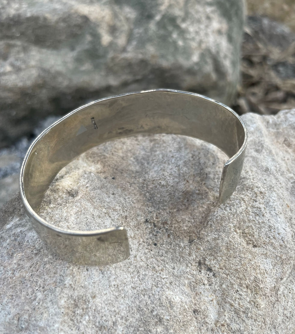 Thumbnail: Vintage Sterling Stamped Bear Cuff