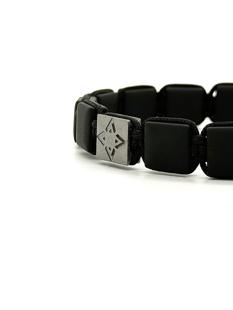 Black square bead bracelet with ARKTOUS Glacier Finish gold