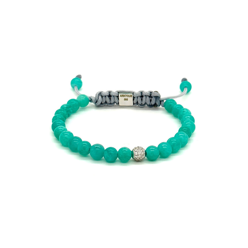 Arktous green Amazonite bracelet with pavé diamond bead