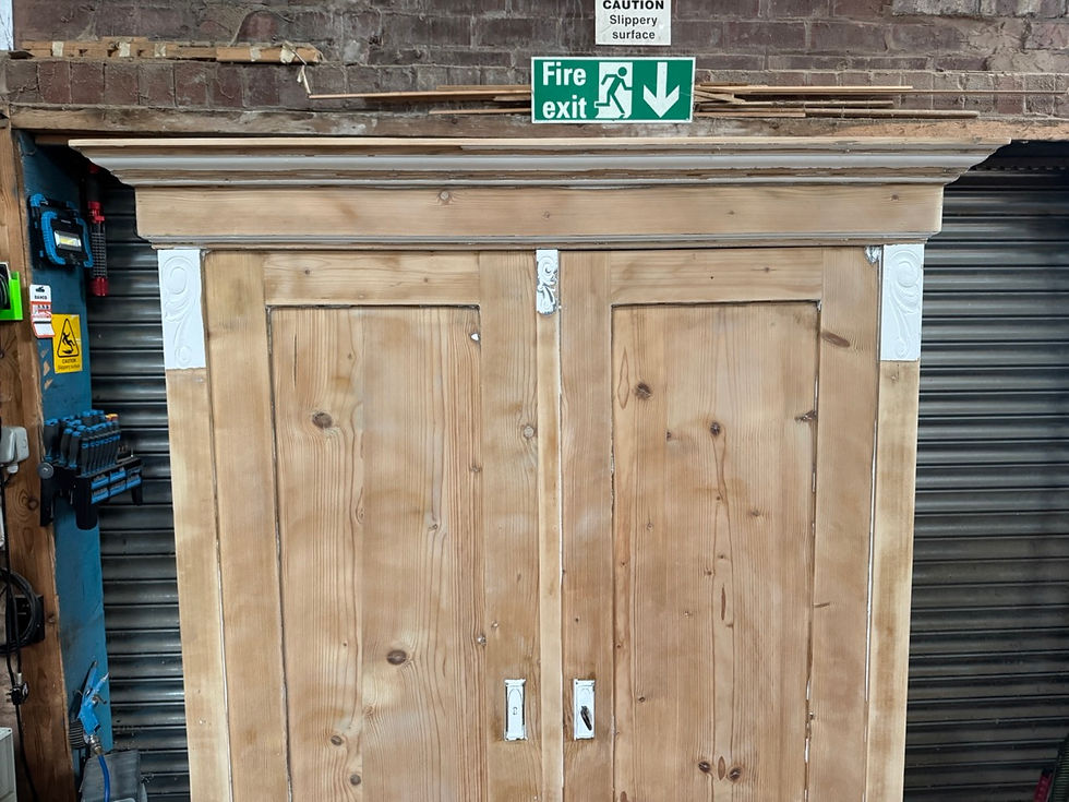Thumbnail: A good solid knockdown antique pine wardrobe