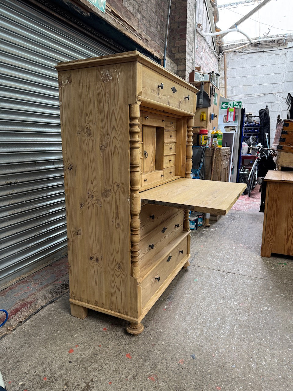 Thumbnail: A fantastic c1890 Scandinavian antique pine secretaire/writing desk