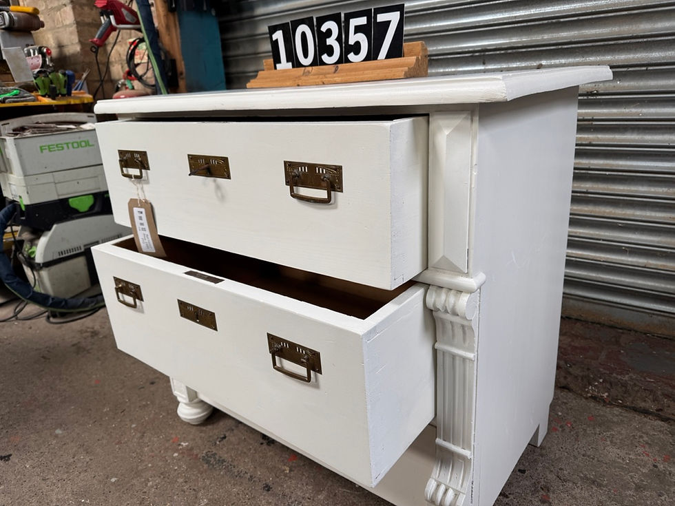 Thumbnail: c1880 3 drawer chest -Painted F&B Wimborne White