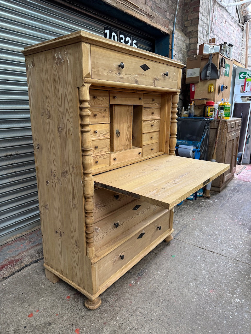 Thumbnail: A fantastic c1890 Scandinavian antique pine secretaire/writing desk