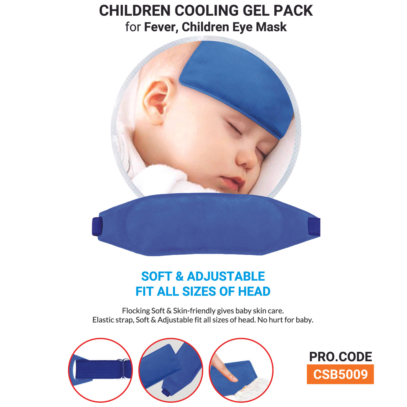 CHILDREN COOLING GEL PACK for fever, Children eye mask