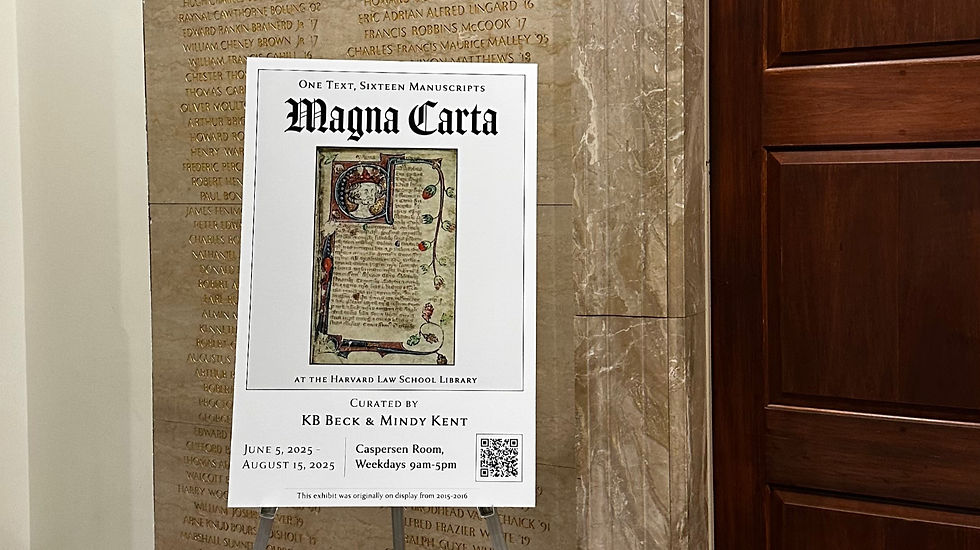 A picture of a Magna Carta Sign at Harvard Law School