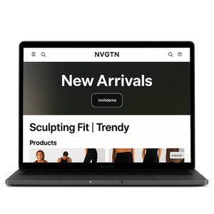 NVGTN website mockup displaying the New Arrivals page for athletic apparel.