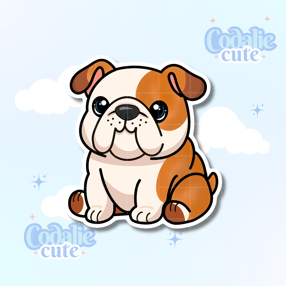English Bulldog Sticker | Cute Dog Decal | Kawaii Bulldog Vinyl Sticker | Pet Lo