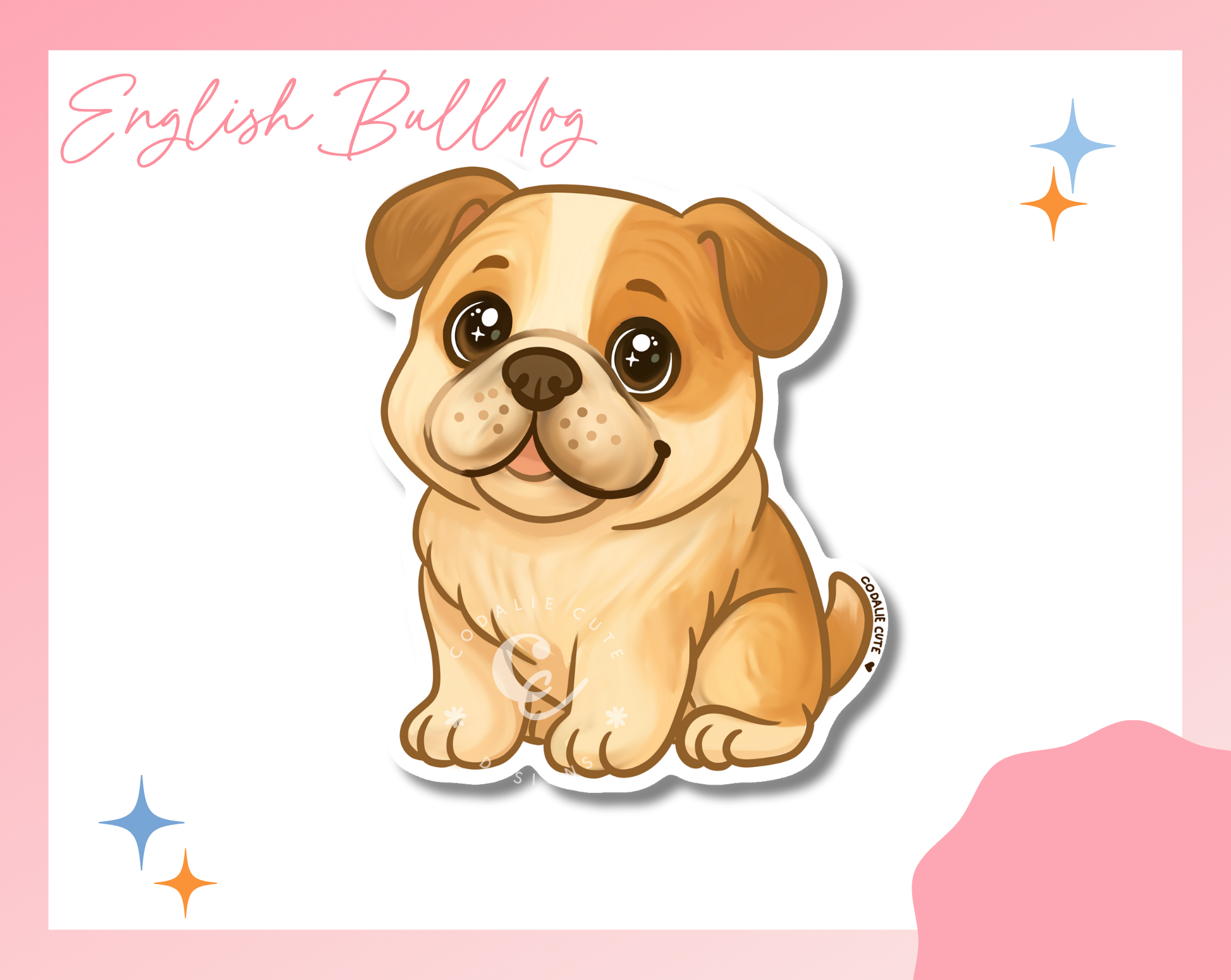 English Bulldog (Smiley)  • Waterproof • Vinyl • Glossy