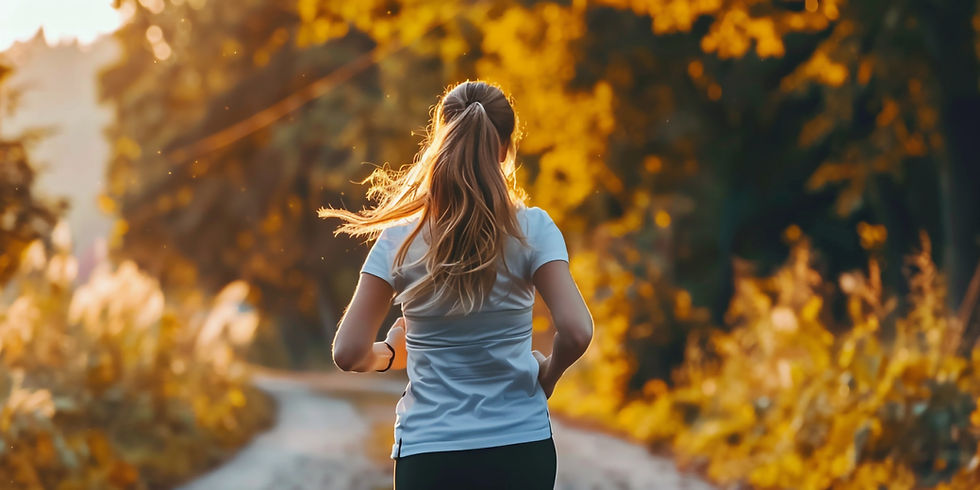 a woman running on a trail in nature