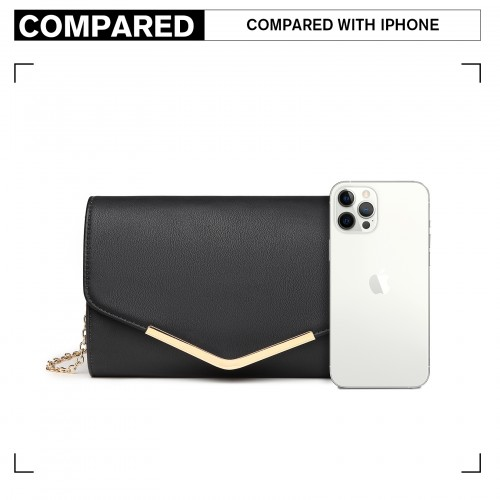 Thumbnail: LH2064 - Miss Lulu Vegan Envelope Clutch Bag - Black