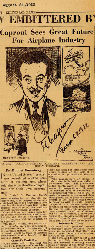 Giovanni Caproni, airplanes, airplane manufacturer, Manuel Rosenberg