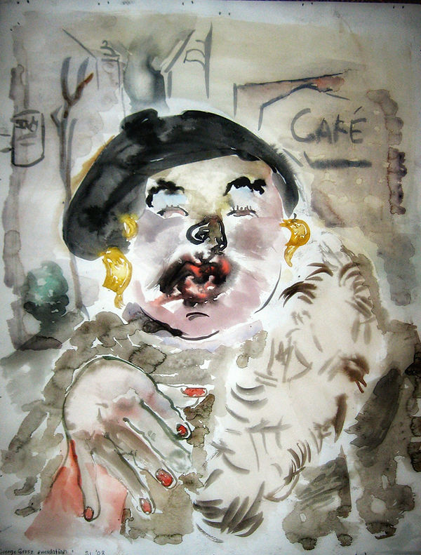 George Grosz Style Emulation, Watercolor woman