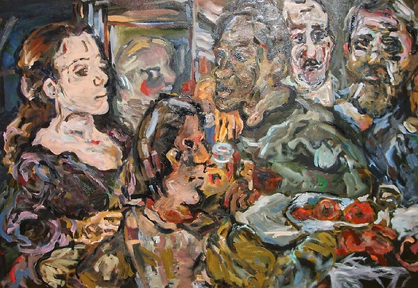 Kokoschka Study "The Friends" Oil painting impasto