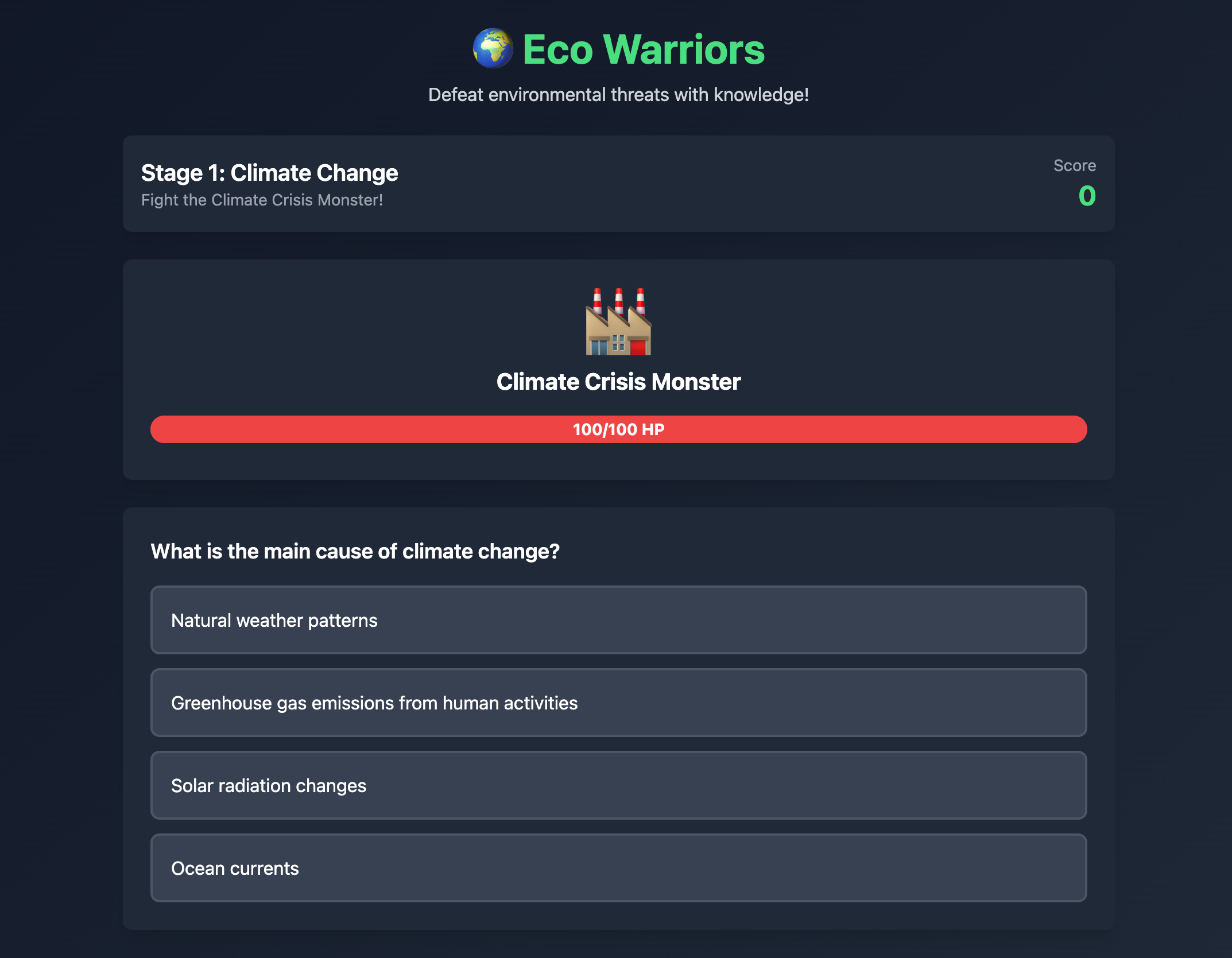 Eco Warriors Game