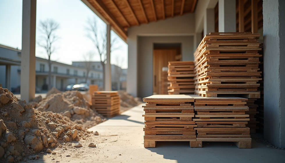 Construction site with materials stacked for cost analysis