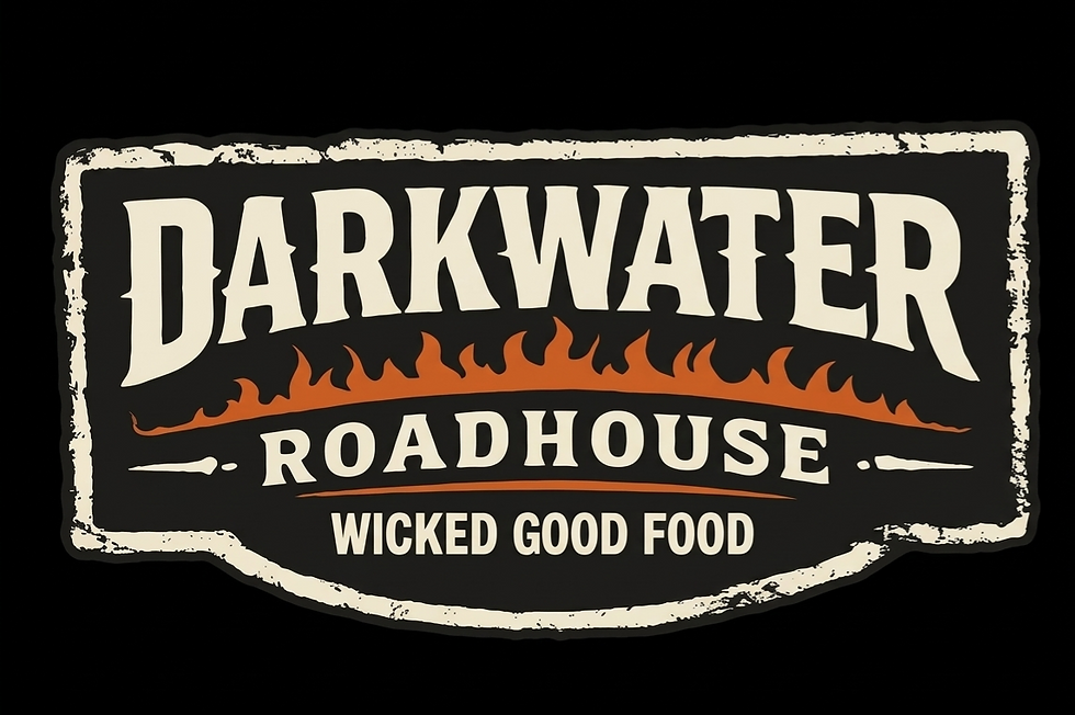 Darkwater Roadhouse main logo with flames