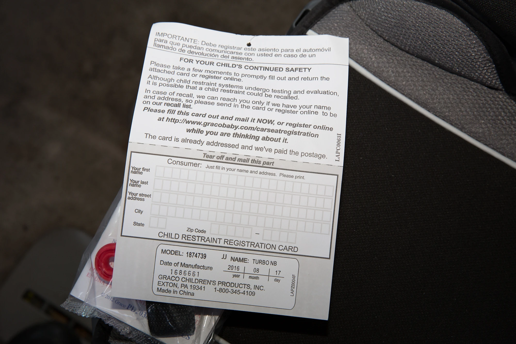 graco car seat registration