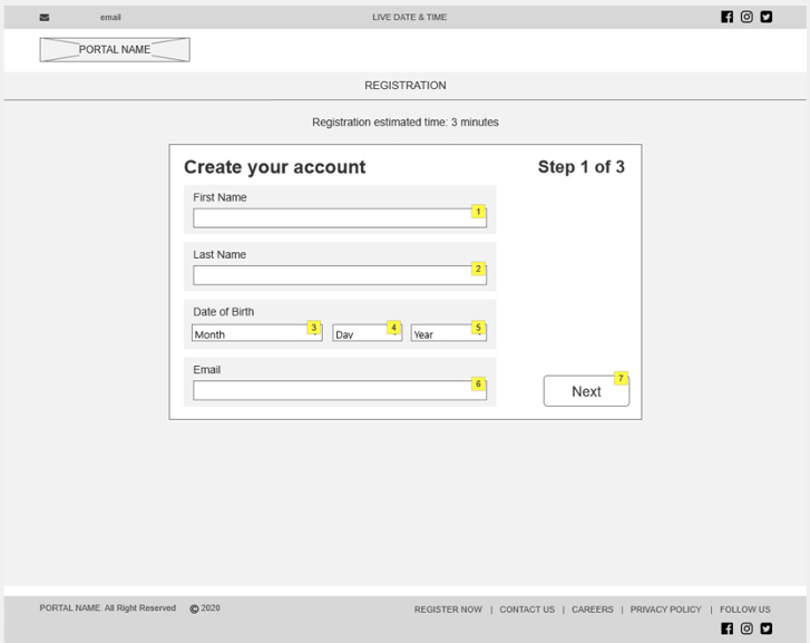 Axure RP 9 wireframe