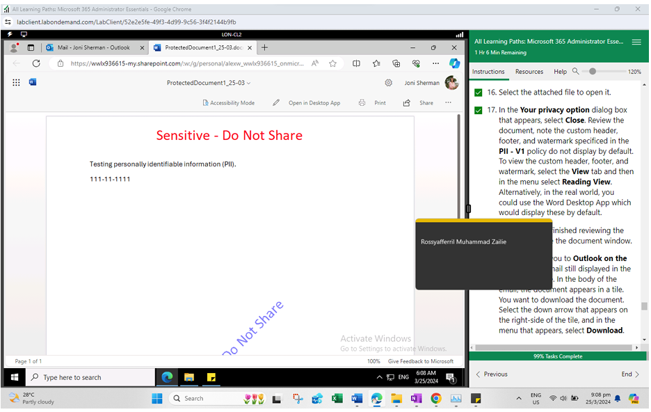 9. Document with sensitivity label