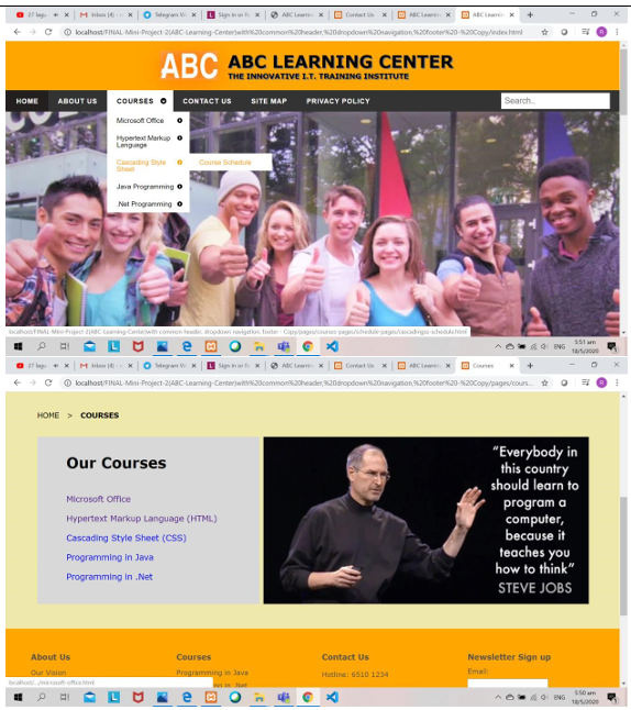Website with jQuery menus