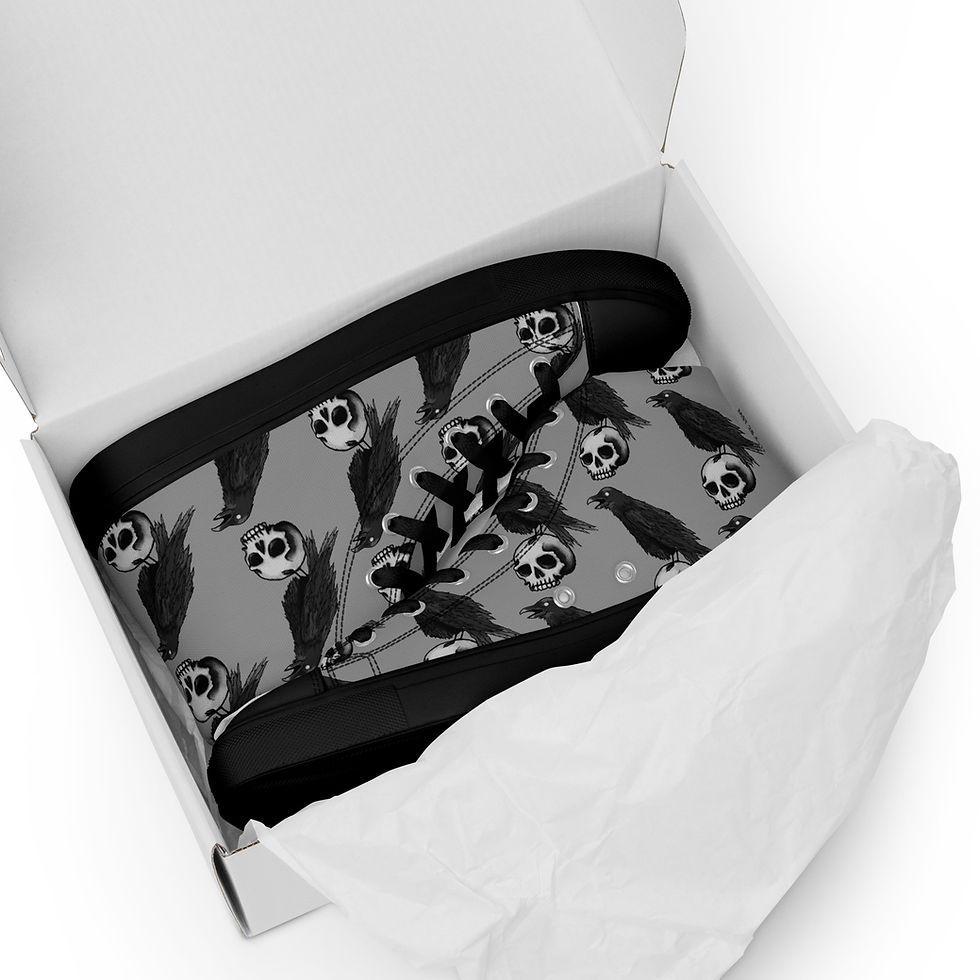 Thumbnail: Raven's Skull Women’s high top canvas shoes